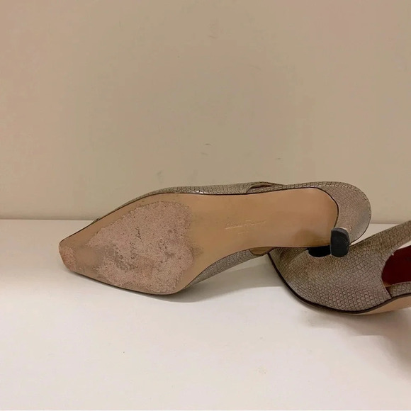 FERRAGAMO Women’s Heeled Sling Back with Gancini VINTAGE kitten heels designer - Picture 11 of 12